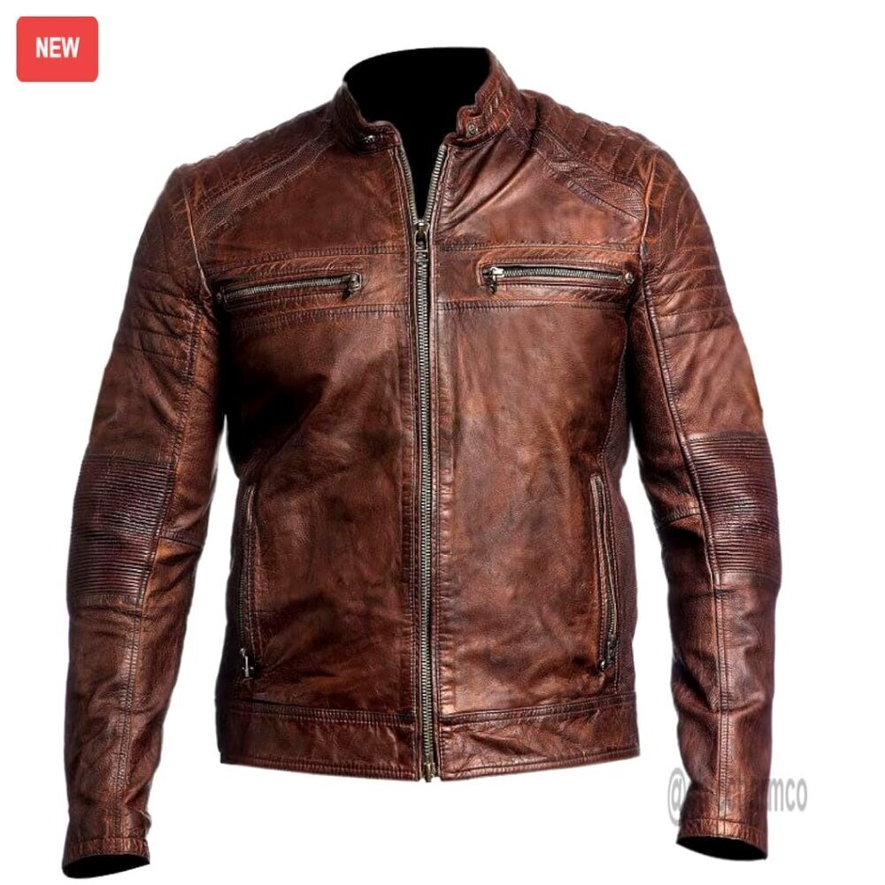 Vintage Lambskin Leather Biker Jacket, Motorcycle Style, Authentic Leather